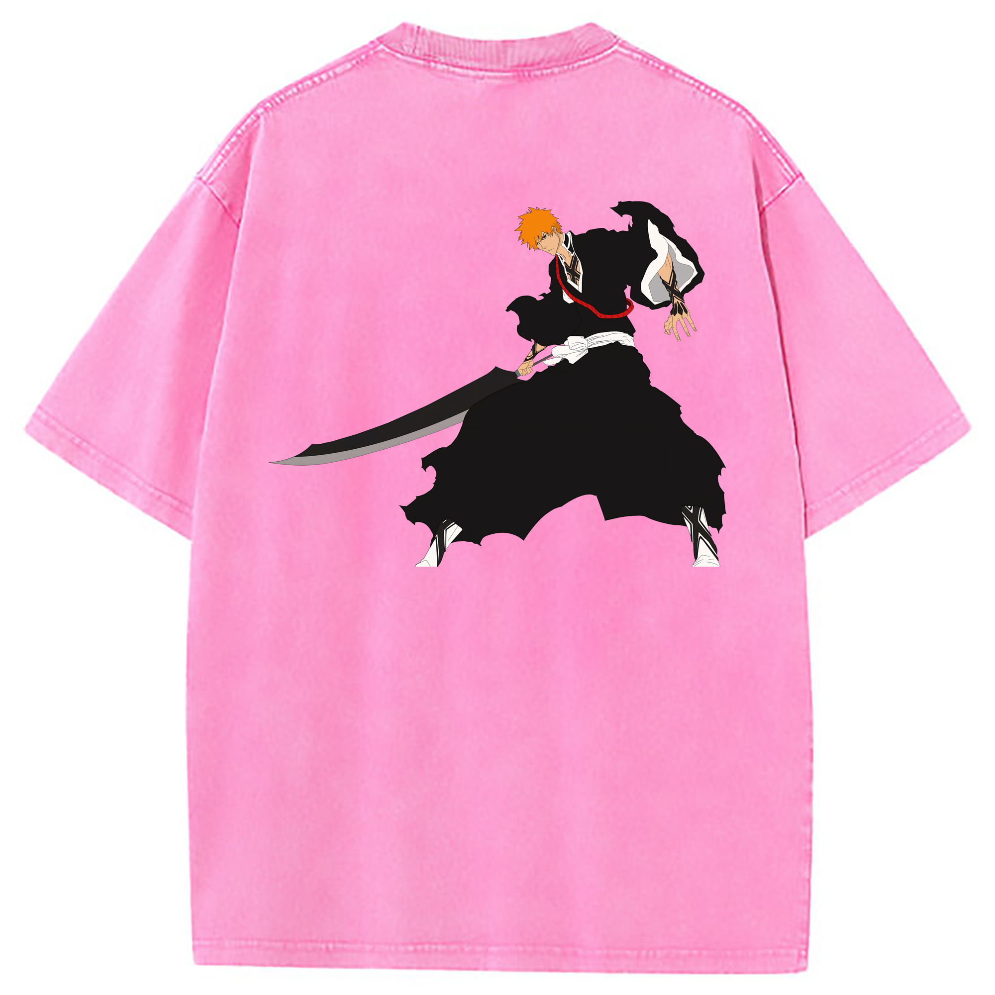 （画像用） ブリーチ 黒崎一護（くろさき いちご）BLEACH Kurosaki Ichigo 綿100% ヴィンテージ風 半袖Tシャツ（背面プリント）